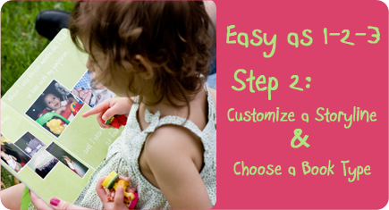 Easy as 1-2-3, Step 2: Customize a storyline & choose book type Easy as 1-2-3, Step 2: Customize a storyline & choose book type